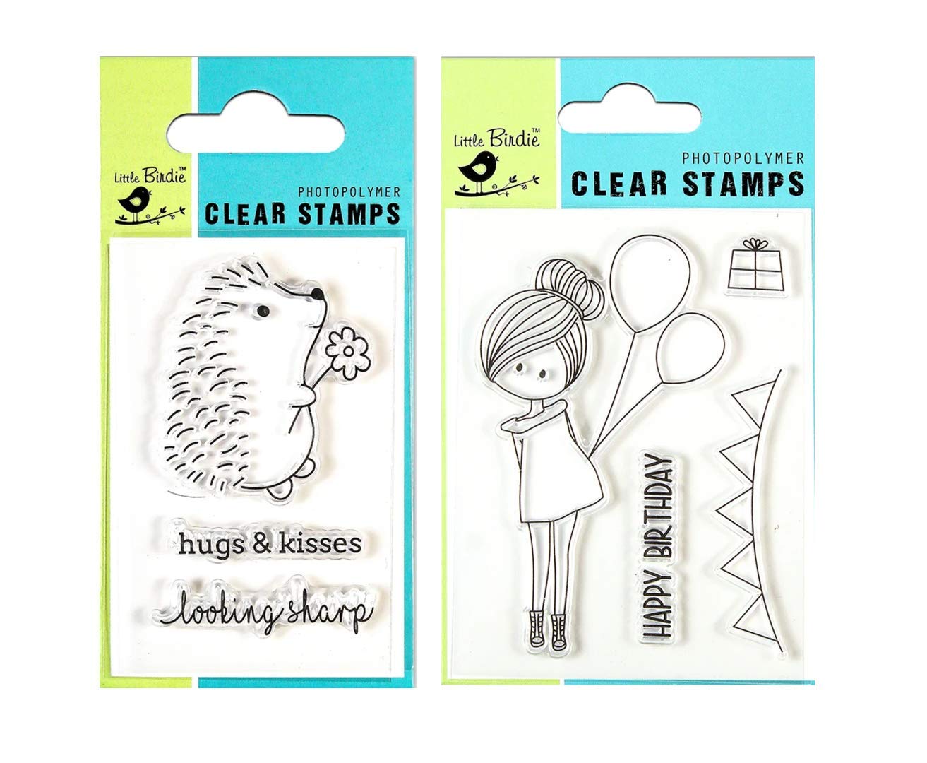 Itsy Bitsy - Clear Stamp | Looking Sharp, 2" X 3", 3Pc |Birthday Wish, 3" X 4", 4Pc | Pack of 2