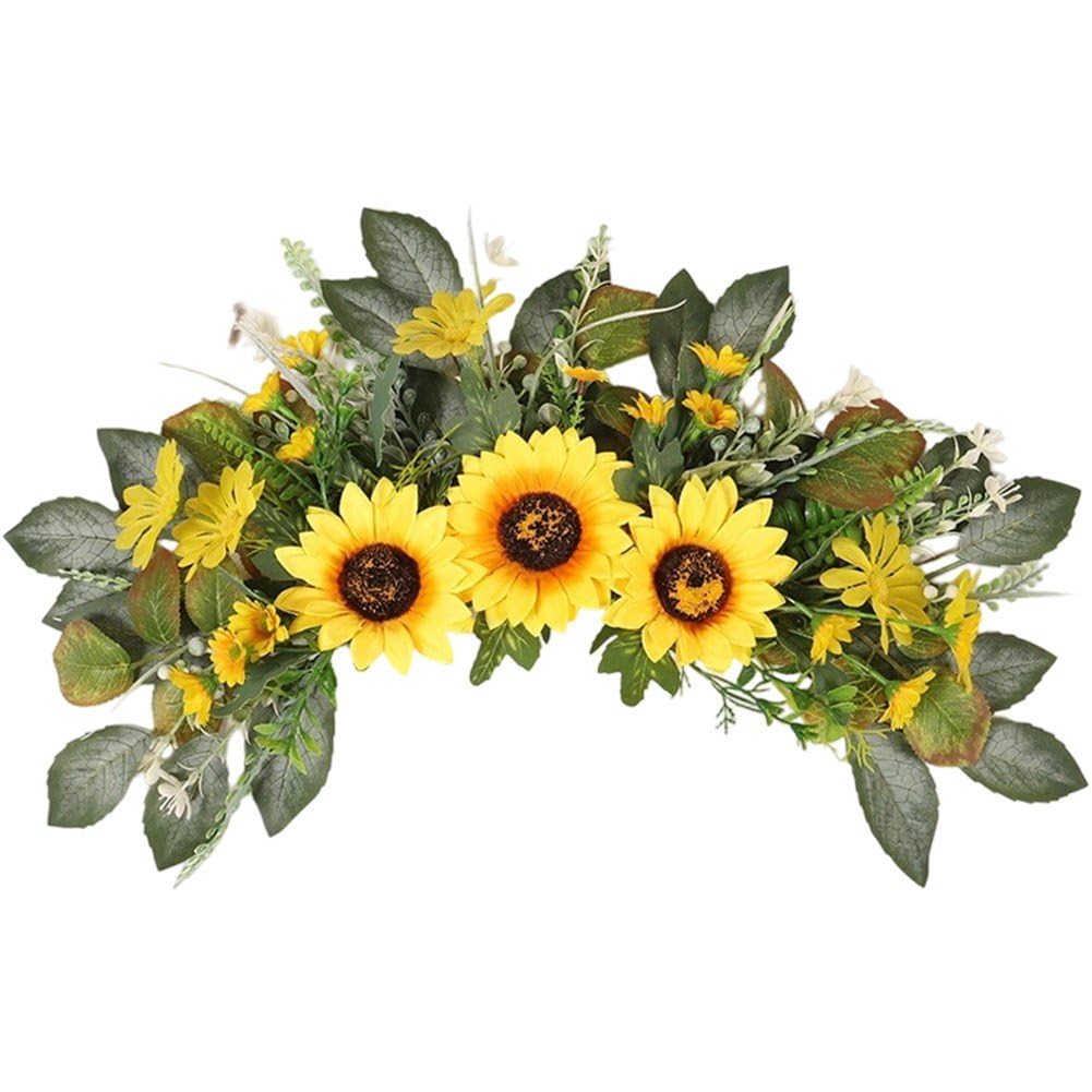 Guirlande de tournesols artificiels avec feuilles vertes pour fenêtre intérieure