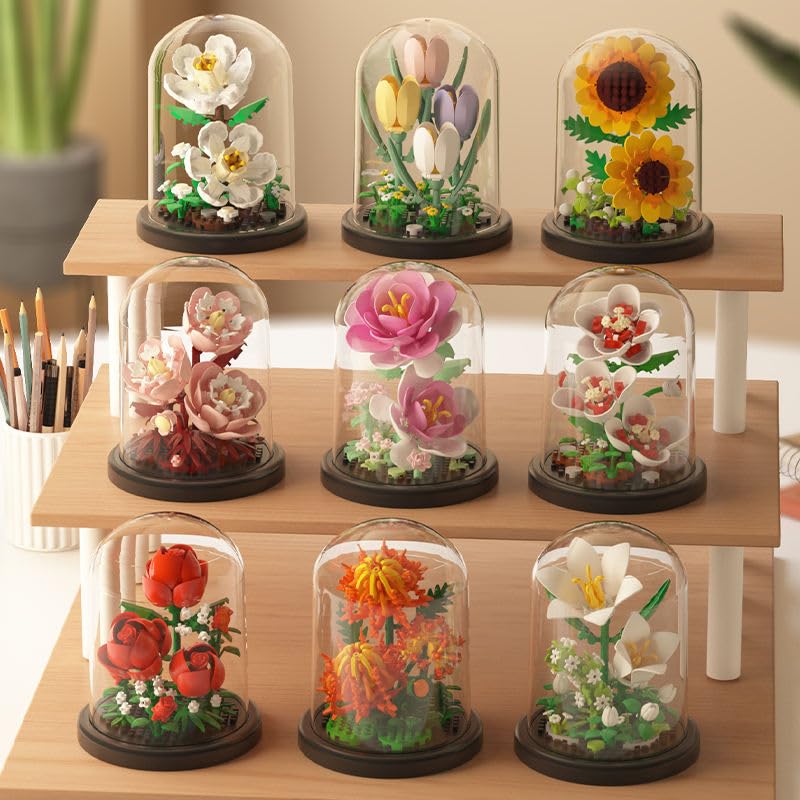 World of Flowers Building Block Set, Mini Flower with Transparent