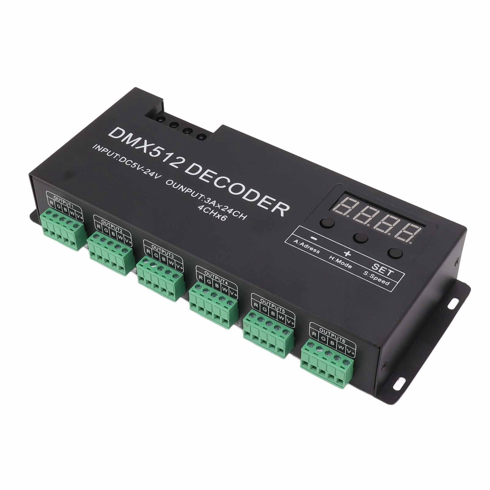 Controlador de intensidad RGBW DMX512, 24 canales DMX decodificador RGBW DMX512, controlador LED para escenario DC5V-24V, dispositivos de grabación de estudio