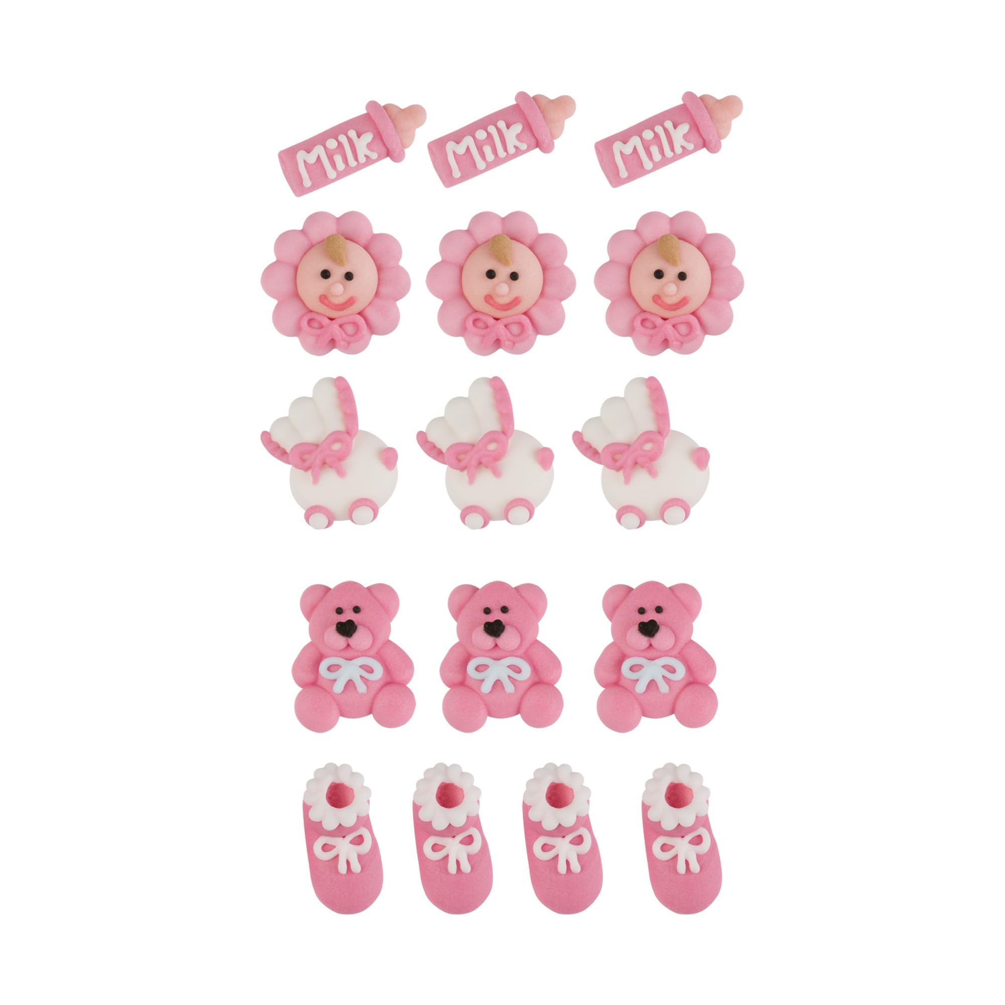 Günthart Décoration de gâteau de baptême - 16 figurines en sucre rose