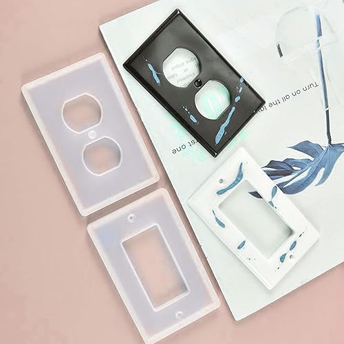 Miniatura 4 de 4 piezas de molde de silicona de resina para panel de interruptor de luz, cubierta de interruptor de salida de luz, molde de resina rectangular,