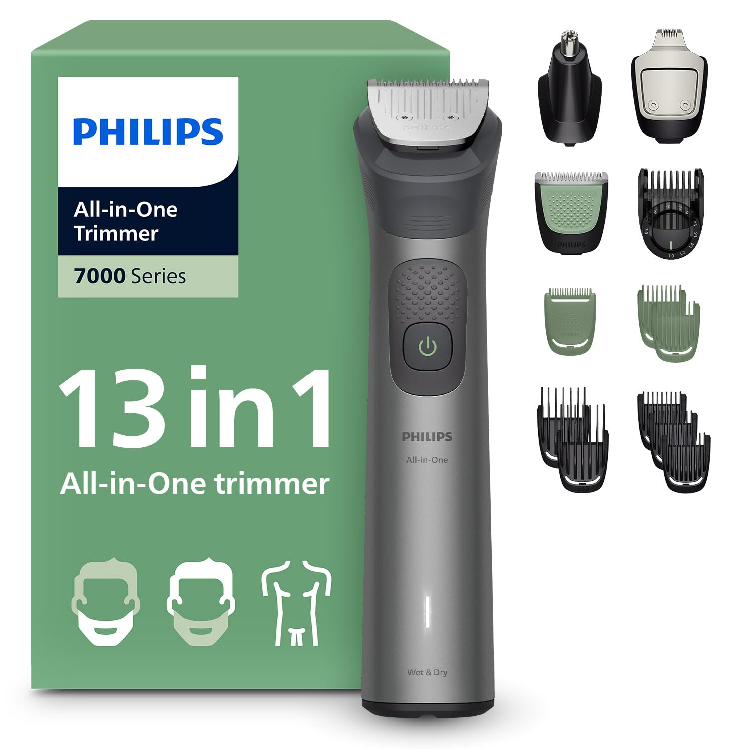 All-in-One Trimmer 7000 Serisi, 13'ü 1 Arada Erkek Bakım Seti, BeardSense Teknolojisi, 120 Dakika Çalışma Süresi, MG7922/15