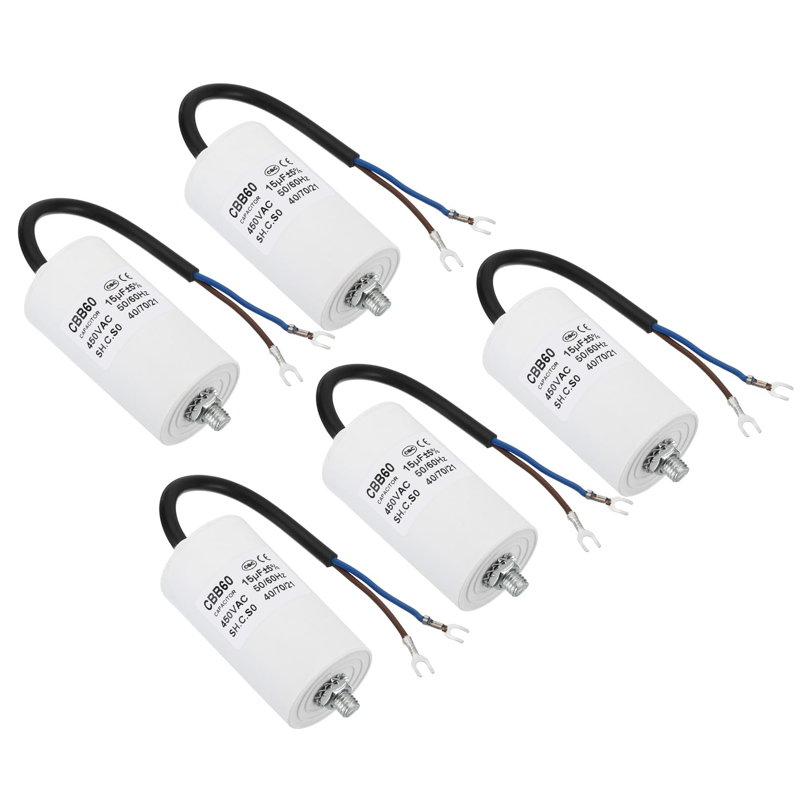 PATIKIL 5 Pezzi CBB60 15uf Condensatore AC 450V Terminali Vite U 50/60Hz