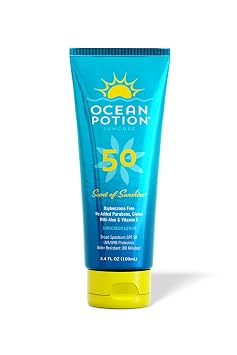 Ocean Potion SPF 50 Sunscreen Body Lotion, Broad Spectrum UVA/UVB Protection with Aloe and Vitamin E, Water-Resistant Non-Greasy Travel Size Sunscreen, 3.4 oz