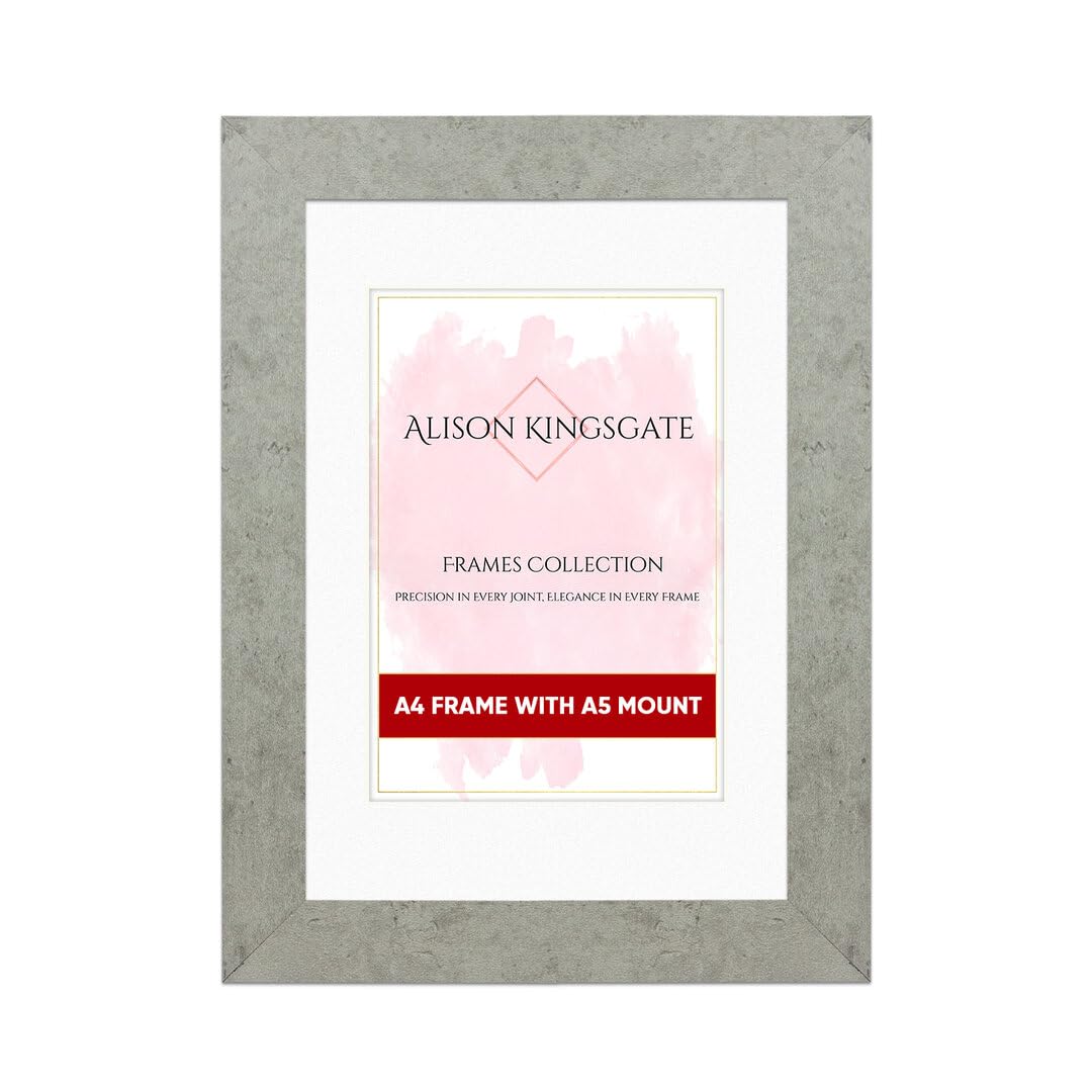 Alison Kingsgate A4 Grey Marble Picture Frame with Mount for A5 Photos