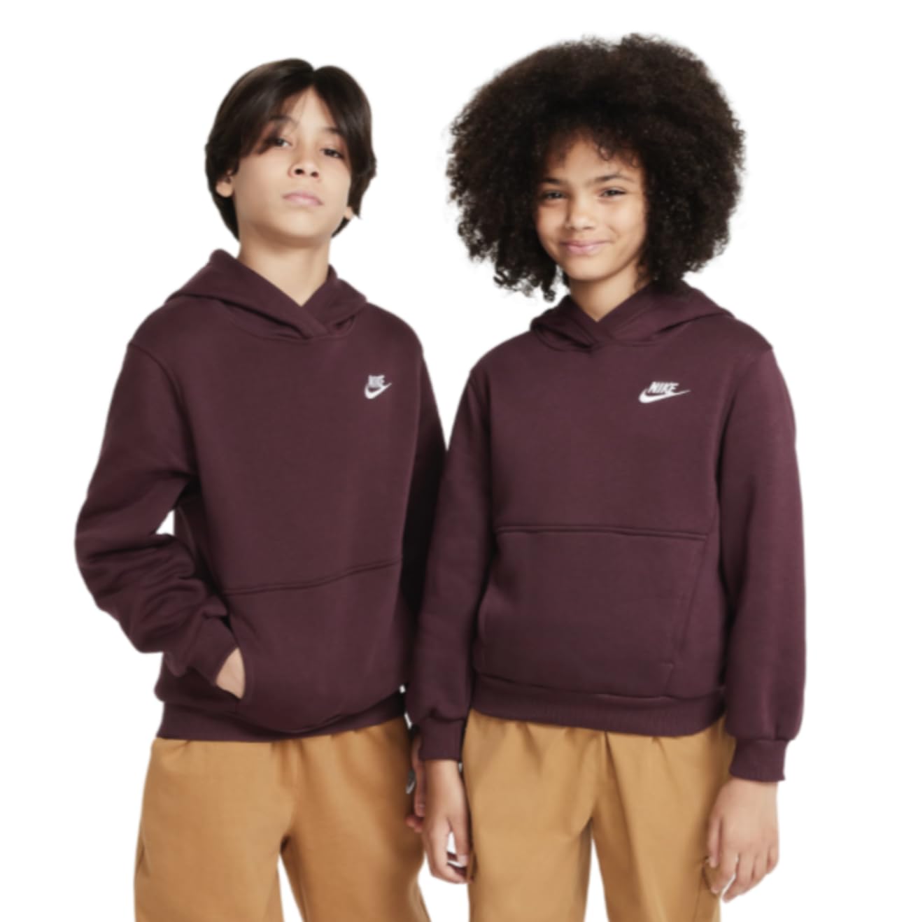 NIKE FD3000-681 K NSW CLUB FLC HDY LBR Sweatshirt Unisex NIGHT MAROON Size M