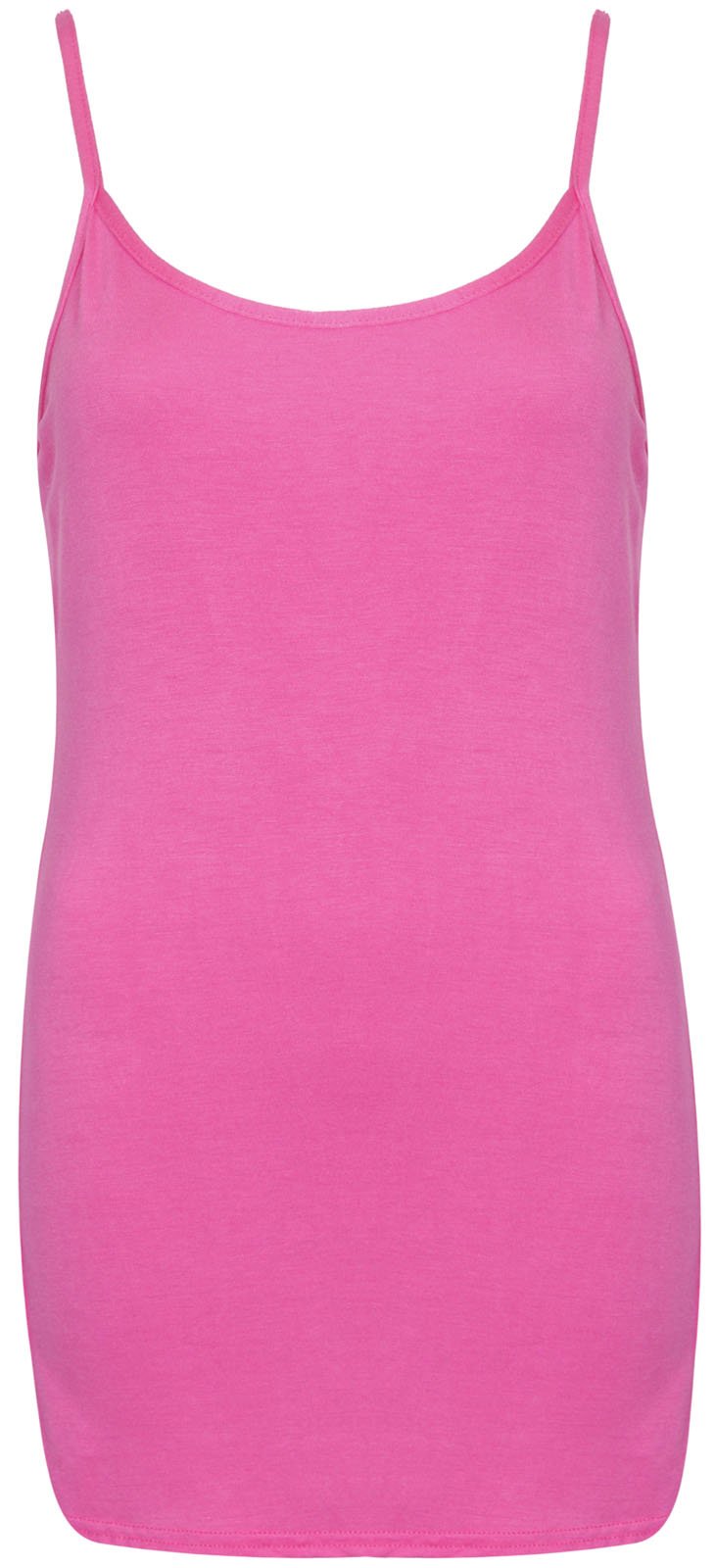 Purple Hanger Women's Cerise Plain Sleeveless Stretch Round Scoop Neckline Camisole Long Strappy Vest Tank Top Plus Size (8-10, Numeric_8)