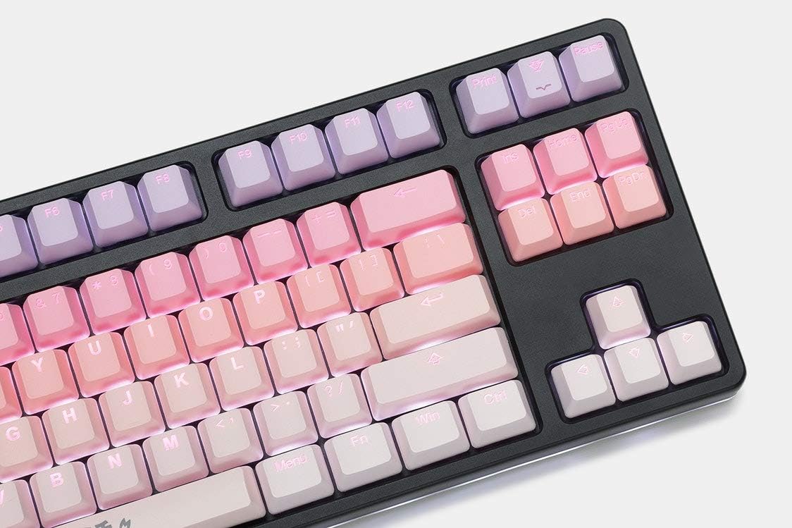 KPREPUBLIC taihao Sakura Michi pbt Double Shot keycaps for DIY Gaming Mechanical Keyboard Backlit Caps OEM Profile Light Through ISO UK (Sakura Michi Set x1)