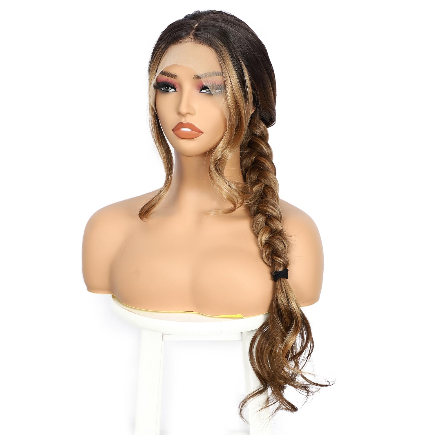Sapphirewigs 13x4 Lace Front Perücke Synthetische Honey Braun Perücken 26 inch
