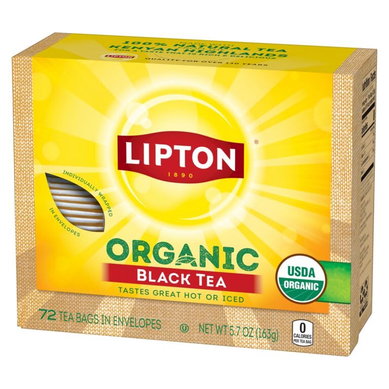 Lipton Organic Black Tea Bags, Hot or Iced Caffeine Tea, 72 Total Bags image 4