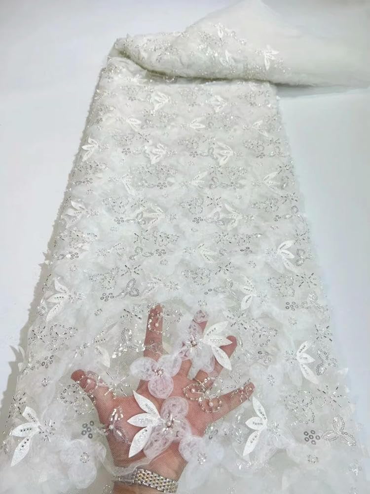 Nigeryjska tkanina do sukni ślubnej - afrykańskie cekiny tiulowa koronka, haftowany materiał z koralikami do eleganckich sukni, dekoracyjna tkanina do haftowania