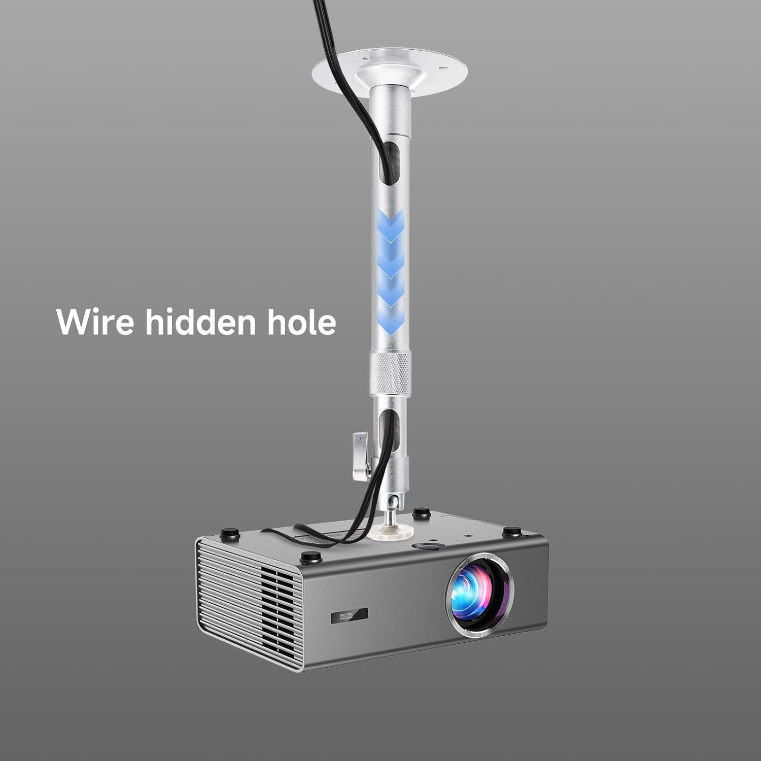 KOGATA Projector Mount 360° Adjustable Projectors Ceiling Mount Adjustable Bracket with 360° Rotation, Extendable 31–50cm, Hidden Cable Design, Universal 1/4" Screw Wall Mount Compatible GC357B