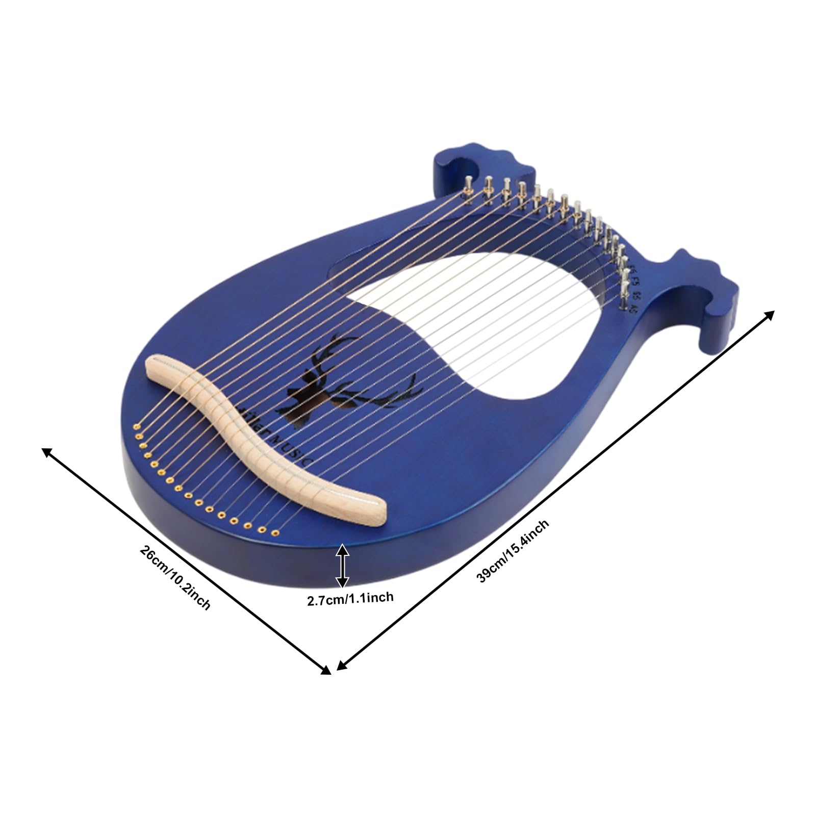 Lyre 16 cordes en acajou Lyre Harpe avec clé d'accordage Instrument de musique pour adultes enfants débutants