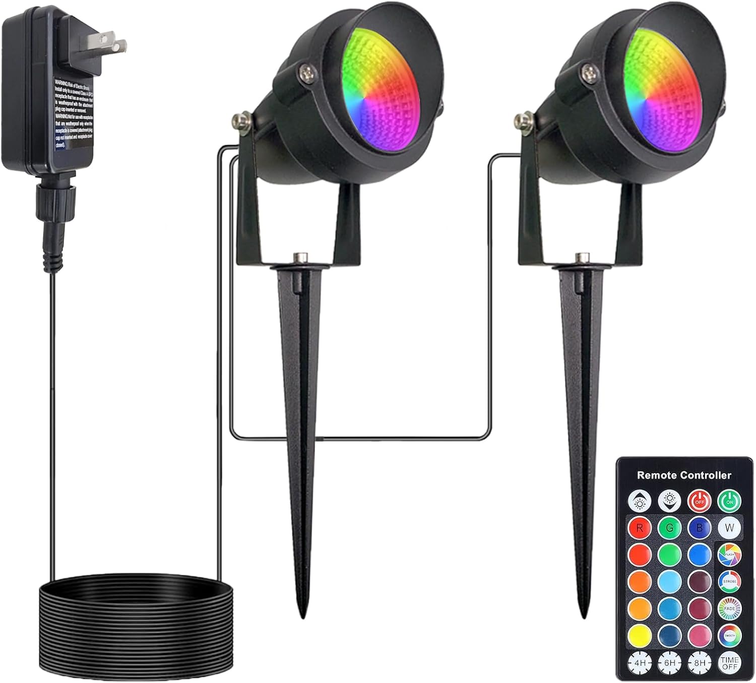 10W Christmas Spotlight Outdoor with Remote Control 12V Low Voltage Spot Lights Outdoor RGB Color Changing Landscape Lights for Yard Tree Path Garden Decor(2 Lights)