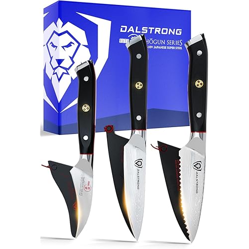 Dalstrong Paring Knife Set-Shogun Series 3pc-Damascus Japanese Super Steel Knife-3.5" Paring,3" Bird's Beak,3.5" Serrated-Razor Sharp Kitchen Set-w/Sheaths