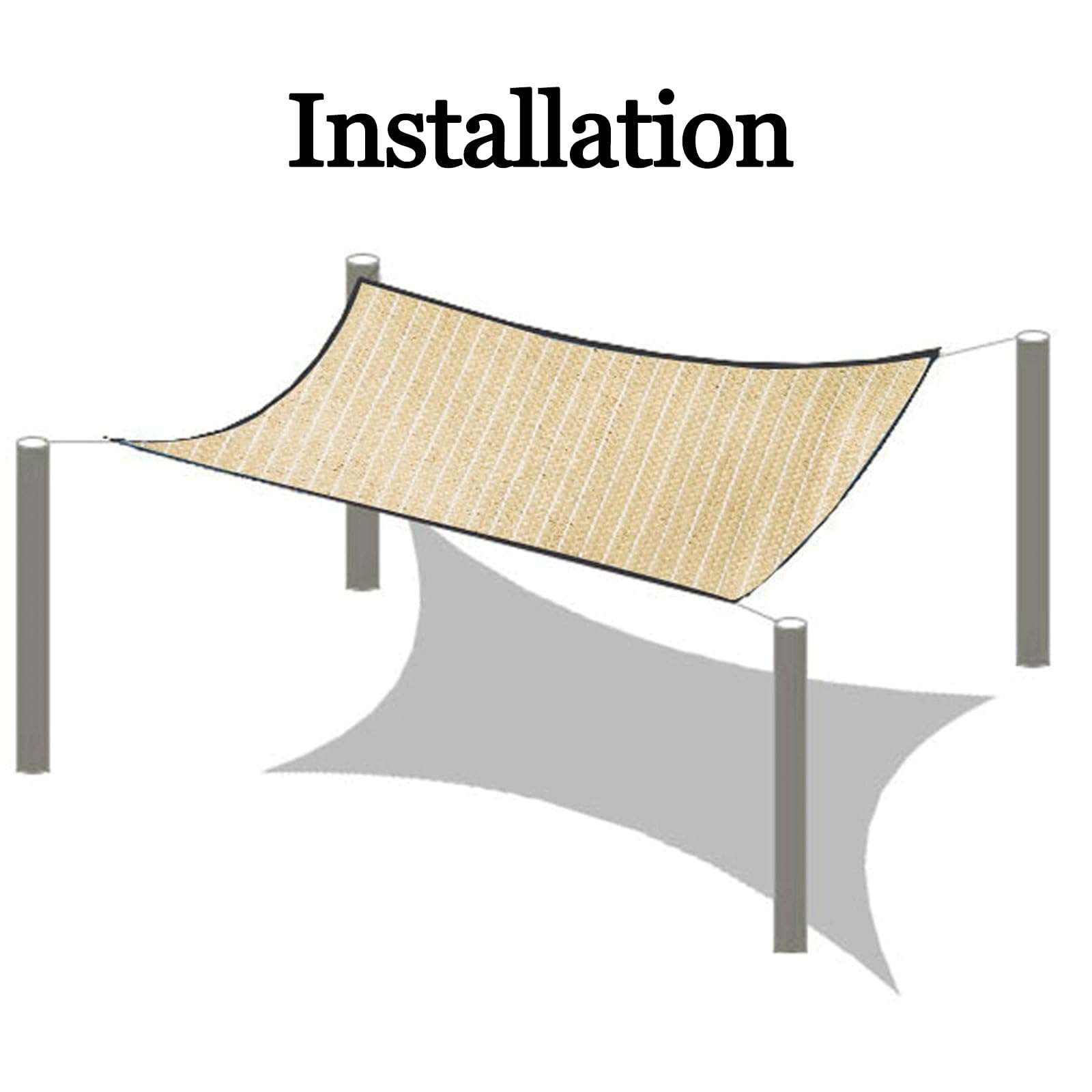 Garten Schattierungsnetz Schattiernetz, 8-Stiche Schattennetz mit Ösen, 90% UV-Beständiges, Reißfestigkeit, Wasser und luftdurchlässig, für Pergola Gewächshaus Outdoor(Beige,5x10m/16.4x32.8ft