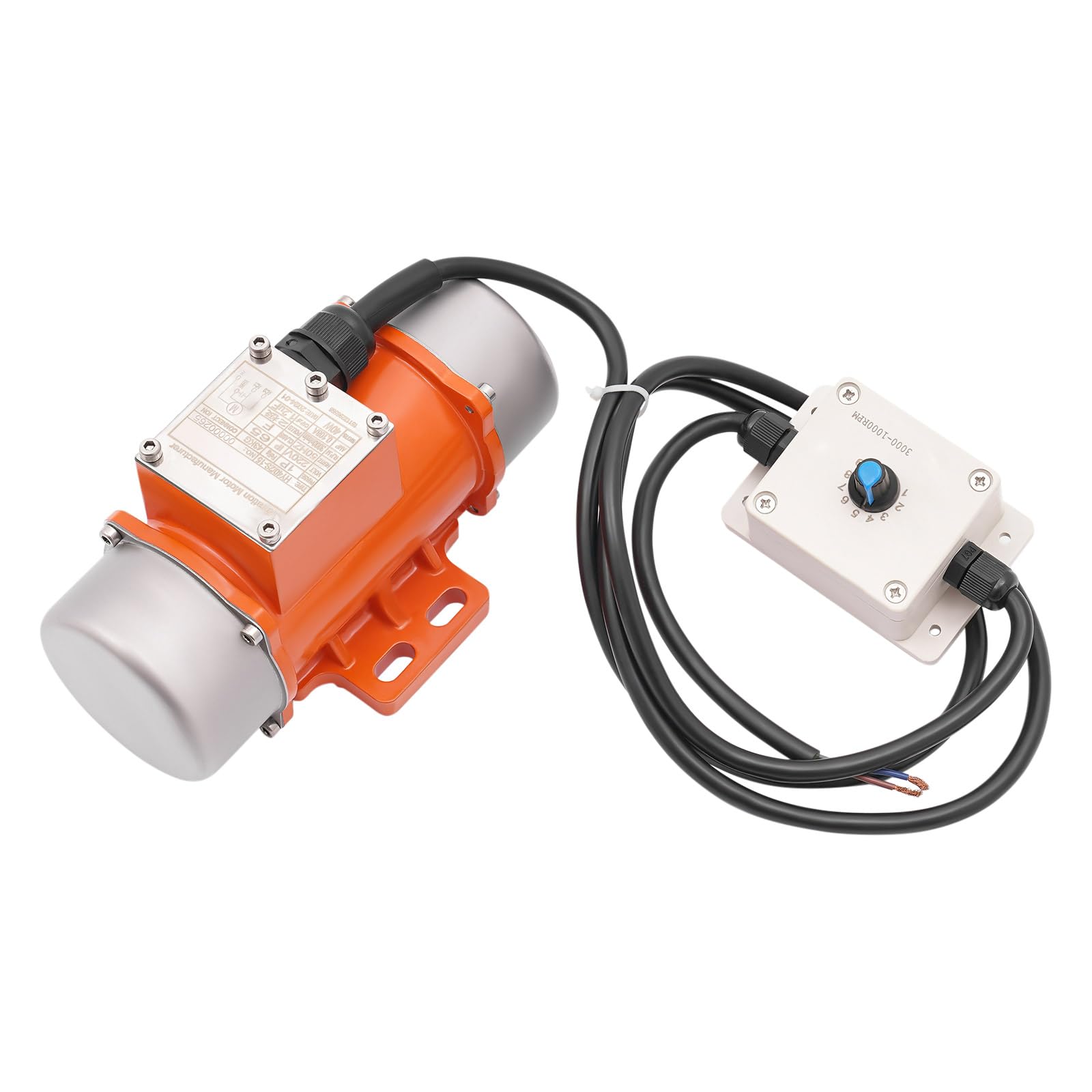 AC Vibrationsmotor mit Drehzahlregler 40/50/60W 50Hz Vibrator Vibration Motor 1P Asynchroner Elektro Vibrierend Motor 1000~3000U/min 9 Gänge Mehrzweckmotor, für Metallurgie, Kohle usw (HY-40/2S-15)