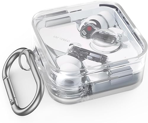Funda protectora de silicona para auriculares compatible con Nothing Ear (2) con llavero funda de silicona para nada de oreja (2) (transparente)