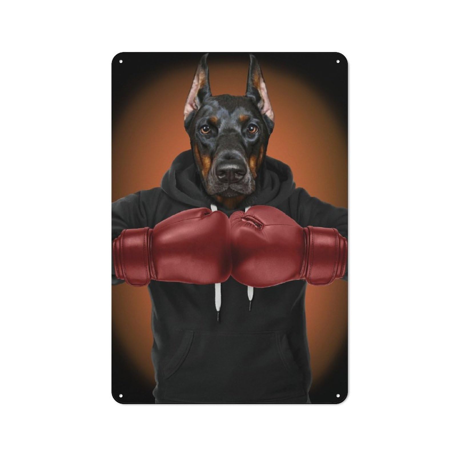 Junmoney Boxer Doberman Metal Plaque 30X20cm With For Pub Or Café, Rustic Decor, For Garage, Workshop And Man Cave Decoration