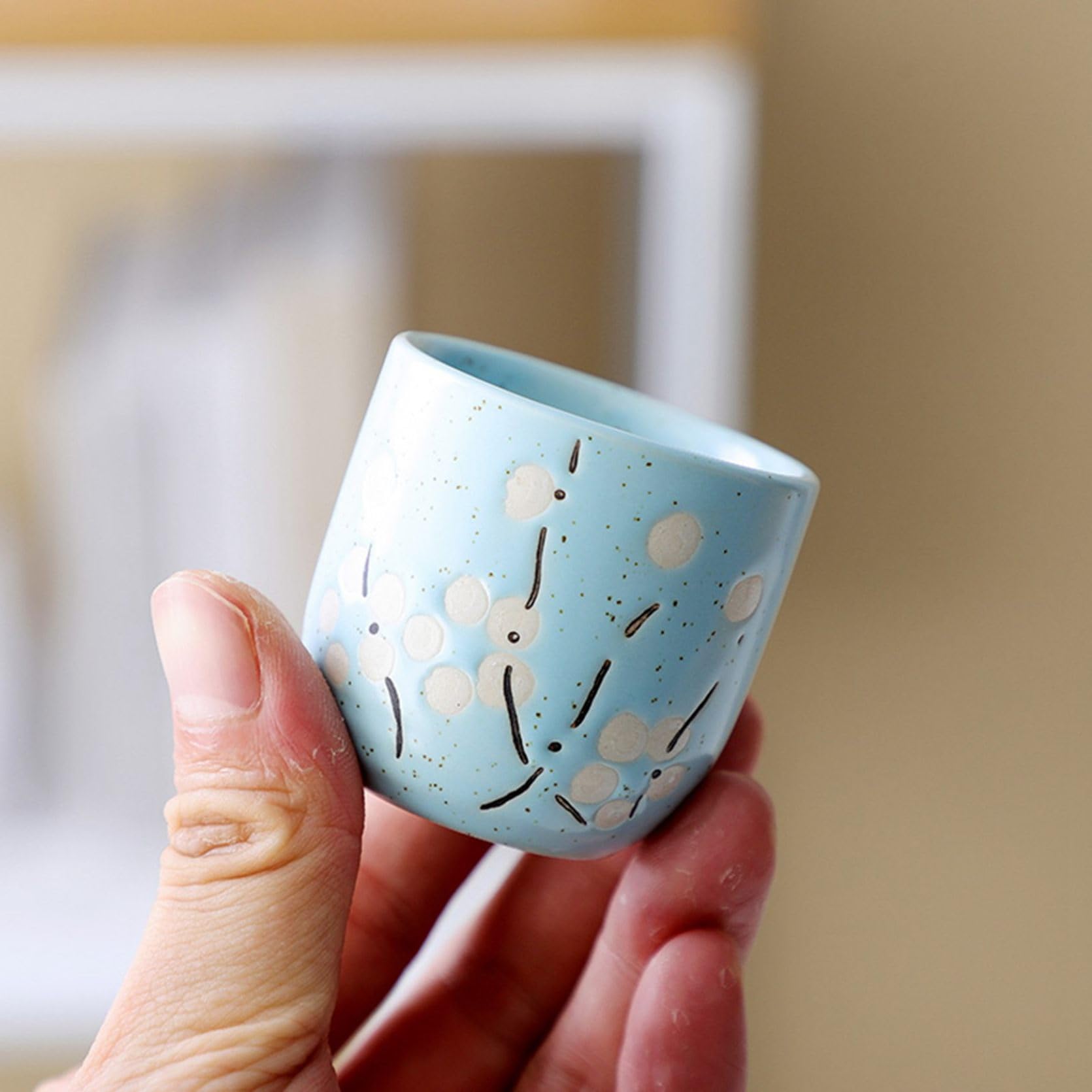 Amazon.co.jp: ぐい呑み お猪口 花柄 5個セット 陶器製 おちょこ