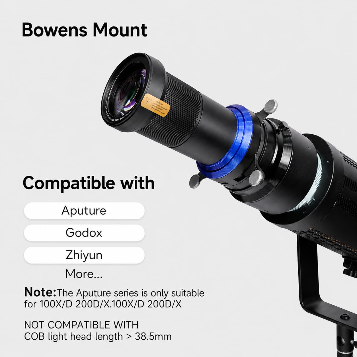 Bowens-Mount-Snoot-Spotlight-GOBO-Projektor mit 4-Lamellen-Abschirmklappe, für Aputure Amaran 60D/100D/200D, Godox SL60/100/150/200/300, 30 Gobos & 5 Farbfilter (MAX)