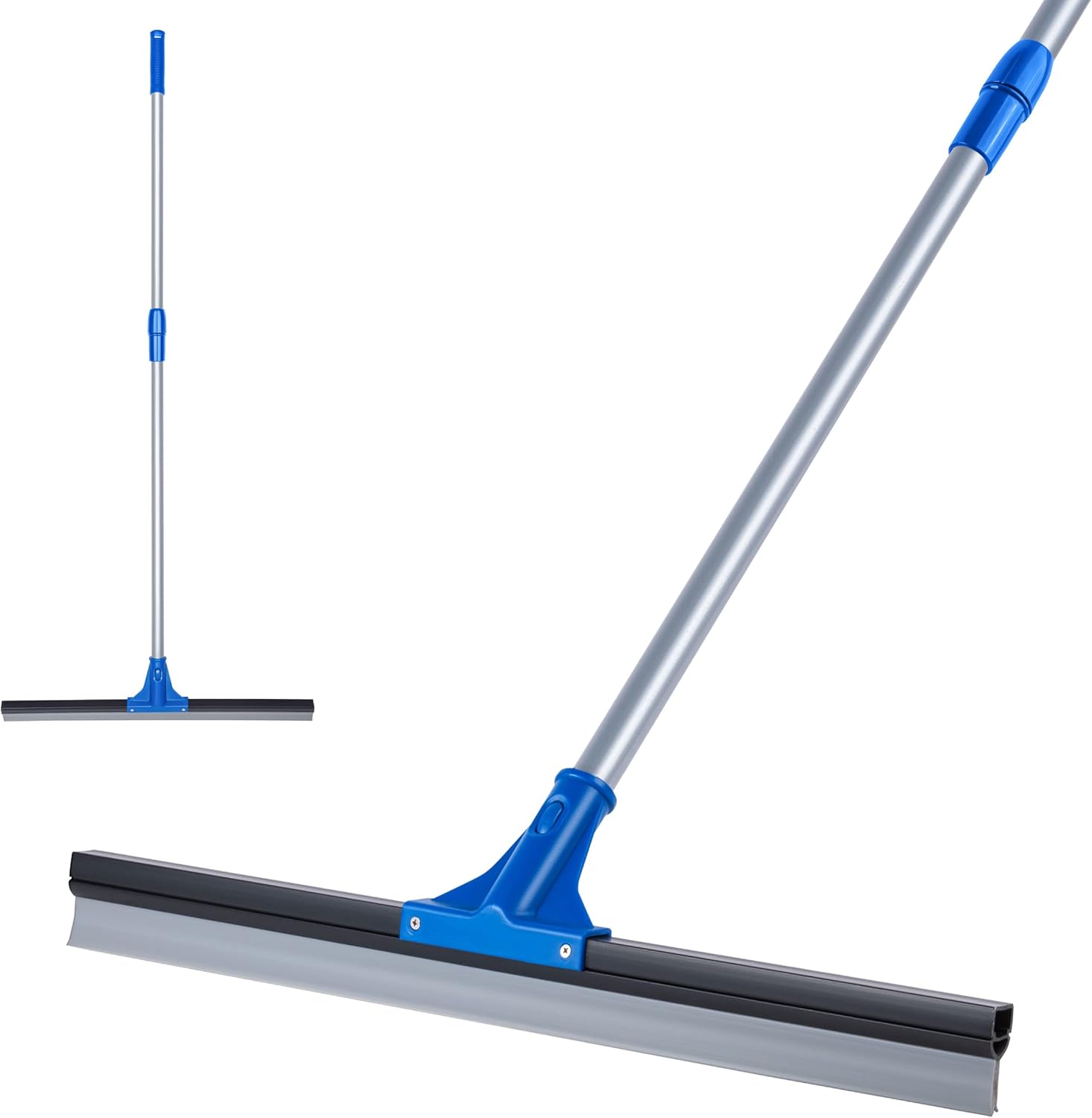 DSV Standard Professional Floor Scrubber Squeegee | Rubber Broom 75 cm  (30”) Solid Natural Silicone Rubber Blade - 130 cm (51”) Long Steel Pole  -Best ...