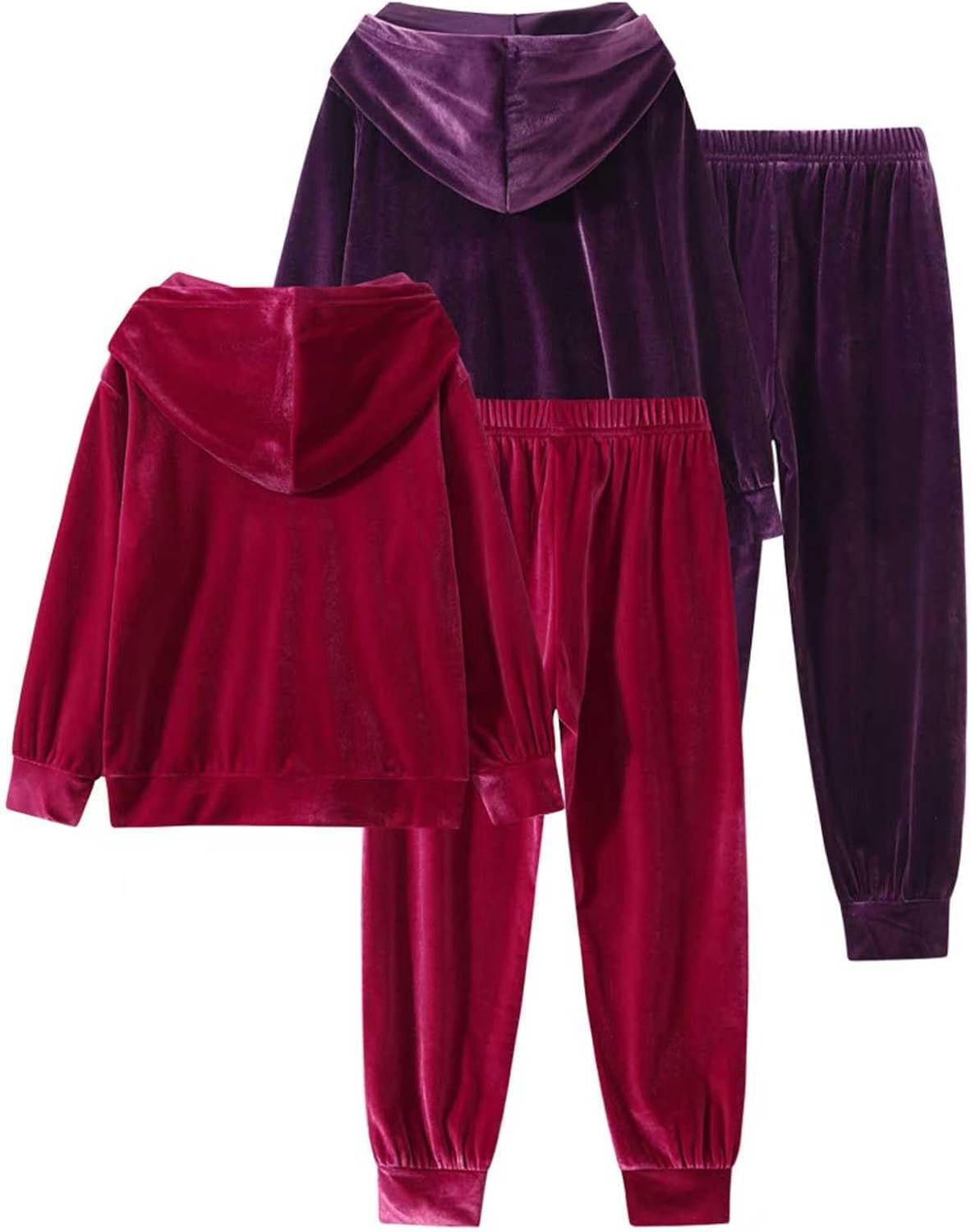 Girls Sweatsuit 4 Piece Outfits Hoodies Sweatshirts and Jogger Pants Velour Tracksuits Fall Winter Clothes