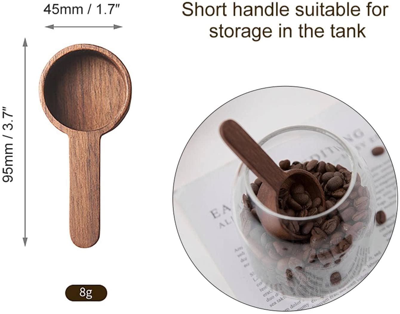 Löffel Restaurants 8G / 10G Tragbare praktische dauerhafte kreative maßlöffel hauswerkzeug holz kaffeebohne löffel milch pulver messen neu Esslöffel Hause(10g Long Handle)