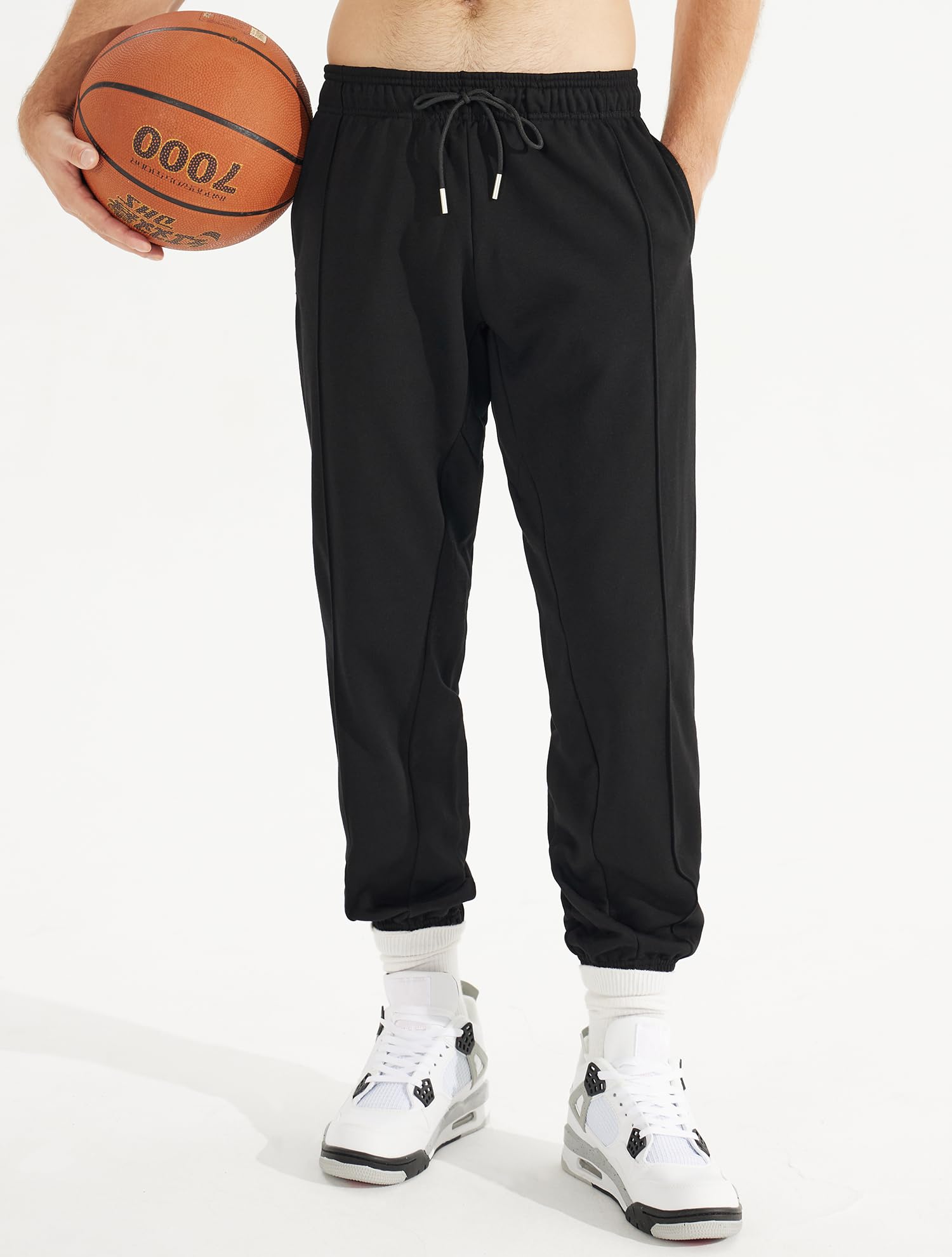Pantaloni sportivi leggeri da uomo, vestibilità larga, con tasche profonde, per allenamento, basket, allenamento