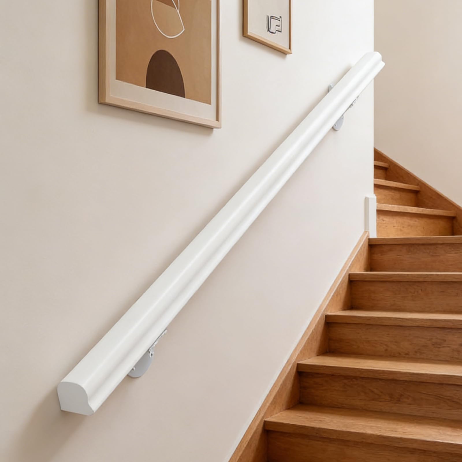 30-600cm Wooden Handrail with Brackets, Non-Slip Stair Railings Support Rod, Against the Wall Elderly and Children's Loft Grab Bar Kit for Indoor Hospital Home (C, 500cm)