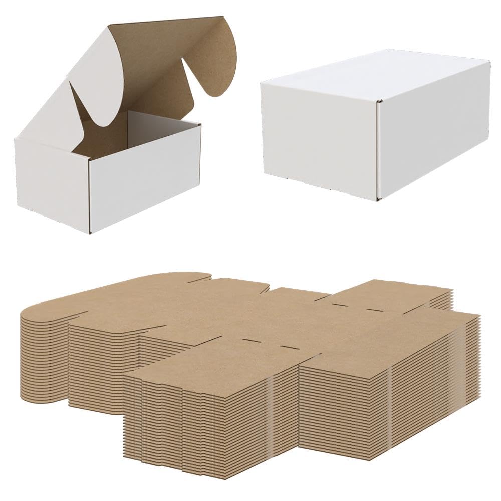 AKAR 10x6x4" || 254x152x102mm Die Cut White Cardboard Box for Small Parcels and Shipping - Postal Mailer Boxes [Pack of 10]