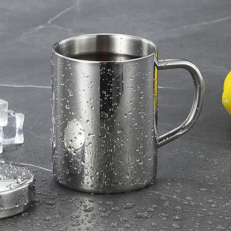 Stainless Steel Coffee Mug, 400ml/13.5oz SUS304 Double Wall Coffee & Tea Cup with Handles Cups for Kids Unbreakable, 18/8 Stainless Steel Camping Travel Coffee Mugs - Image 2