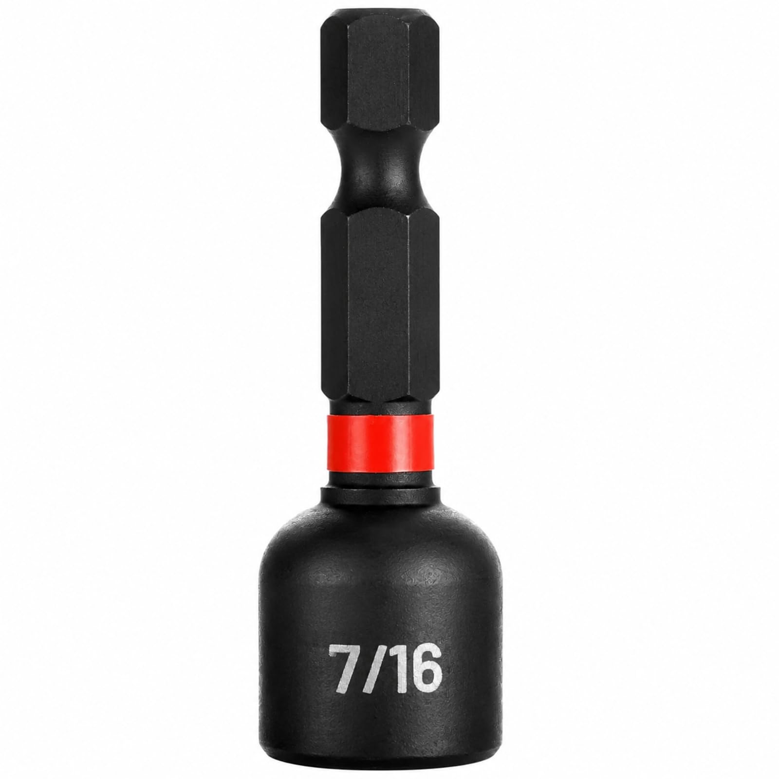 BLACK CANYON 7/16 Inch Magnetic Impact Nut Driver, 1-7/8 Inch Nut Setter with 1/4 Inch Hex Shank, CR-V Steel Socket Bit for Impact Driver and Drill, 1 Piece