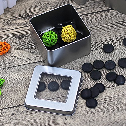 6-Pack of 8 Ounce Metal Box Square Rectangle Storage Tin Container Set with Large Clear Window Lids 3.5" x 3.5 inch base x 2" inches tall - Thumbnail 6