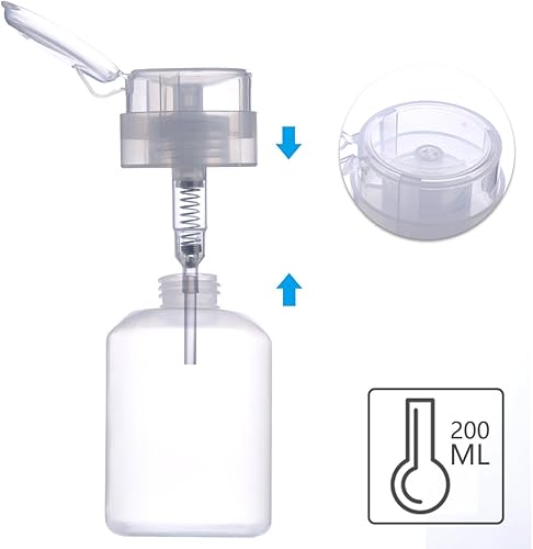 Miniatura 2 de Biutee Botella limpiadora transparente, 1 botella dispensadora de bomba vacía con cerradura para esmalte de uñas y removedor de maquillaje, 6.8 fl