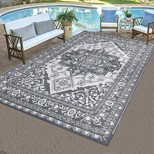Pauwer Outdoor Rug Waterproof Outdoor Patio Rug 5'X7' Plastic Straw Rug Boho Medallion Outdoor Area Rug Reversible Mats Rv Camping Rugs Outdoor Carpet For Patio, Camping, Porch, Rv, Balcony, Beach #TOP2