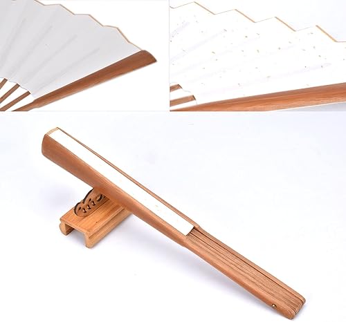 Miniatura 5 de Abanico plegable, abanicos de papel Xuan de bambúAbanico plegable de artes tradicionales chinas con una funda de tela para decoración de pintura de