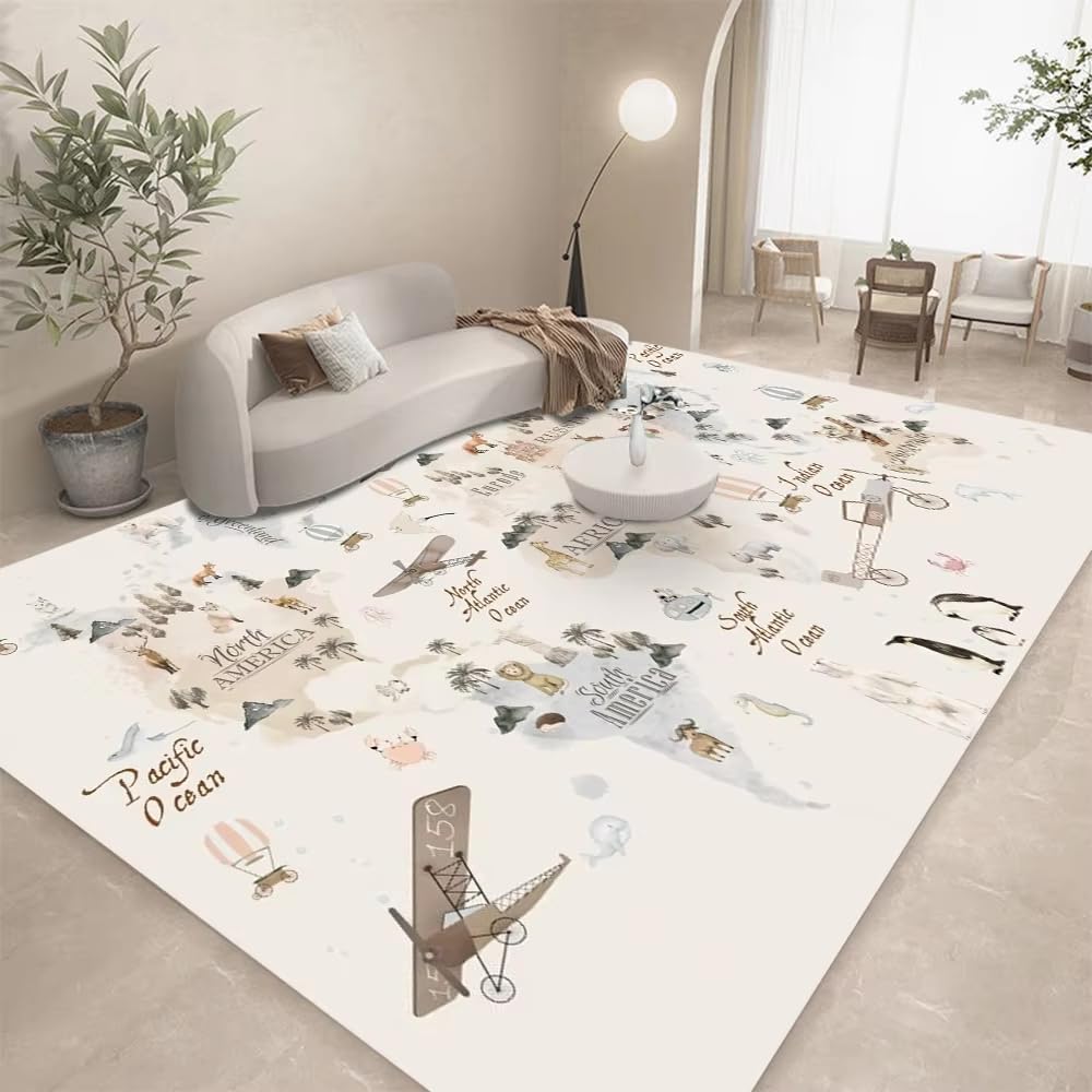 Tapis carte du monde animal pour décorer la chambre d'enfant avec style