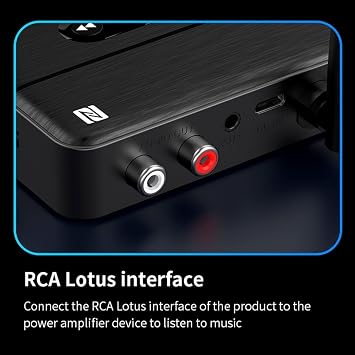 M60 NFC Bluetooth 5.4 Ses Alıcısı Transmitter AUX & RCA Bağlantı, Type-C Güç, USB’den Müzik Çalma, Araç & Ev Hoparlör/Amfi için Kablosuz Ses Adaptörü, Hi-Fi Stereo, 10m Çekim Mesafesi