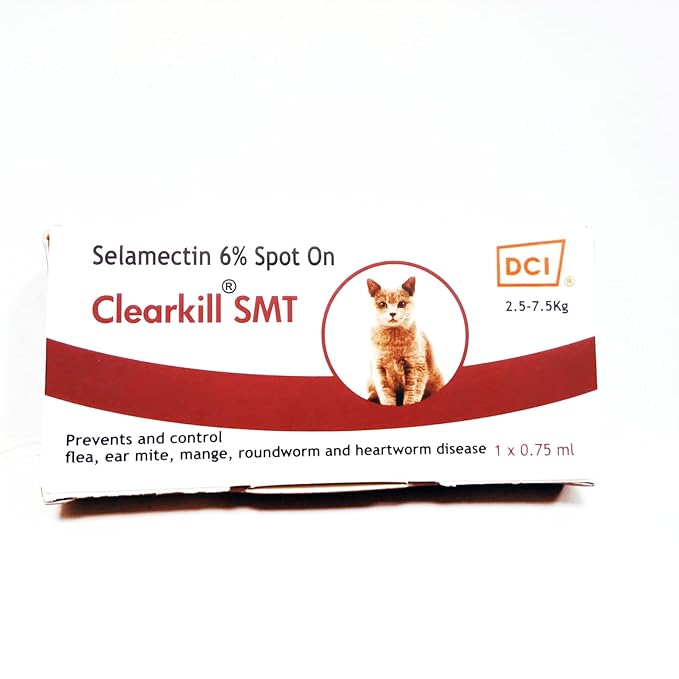 Clearkill SMT Selamectin 6 Spot on for Cats Weighing Between 2.5 to 7.