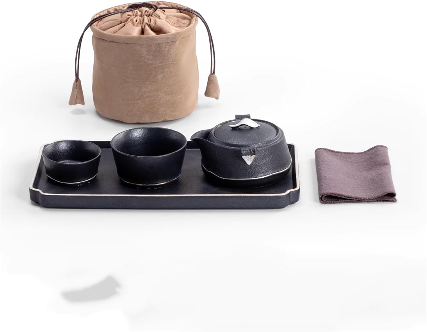 Portable Travel Tea Set, 1 Teapot 2 Cups, Rustic Retro Kung Fu Tea Set-set1