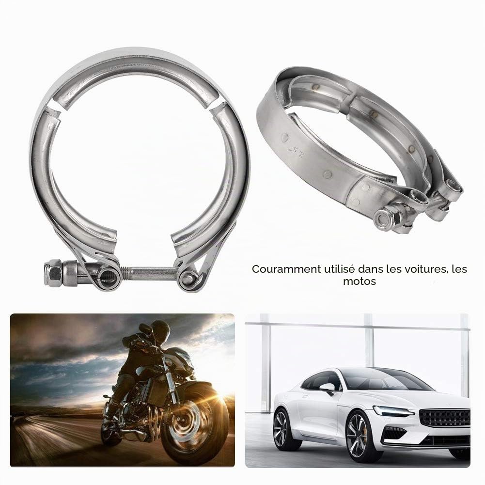 TOPINCN Collier de serrage Turbo, V-Band, Résistant à l'usure, Ajustement Facile, 2,5 Pouces
