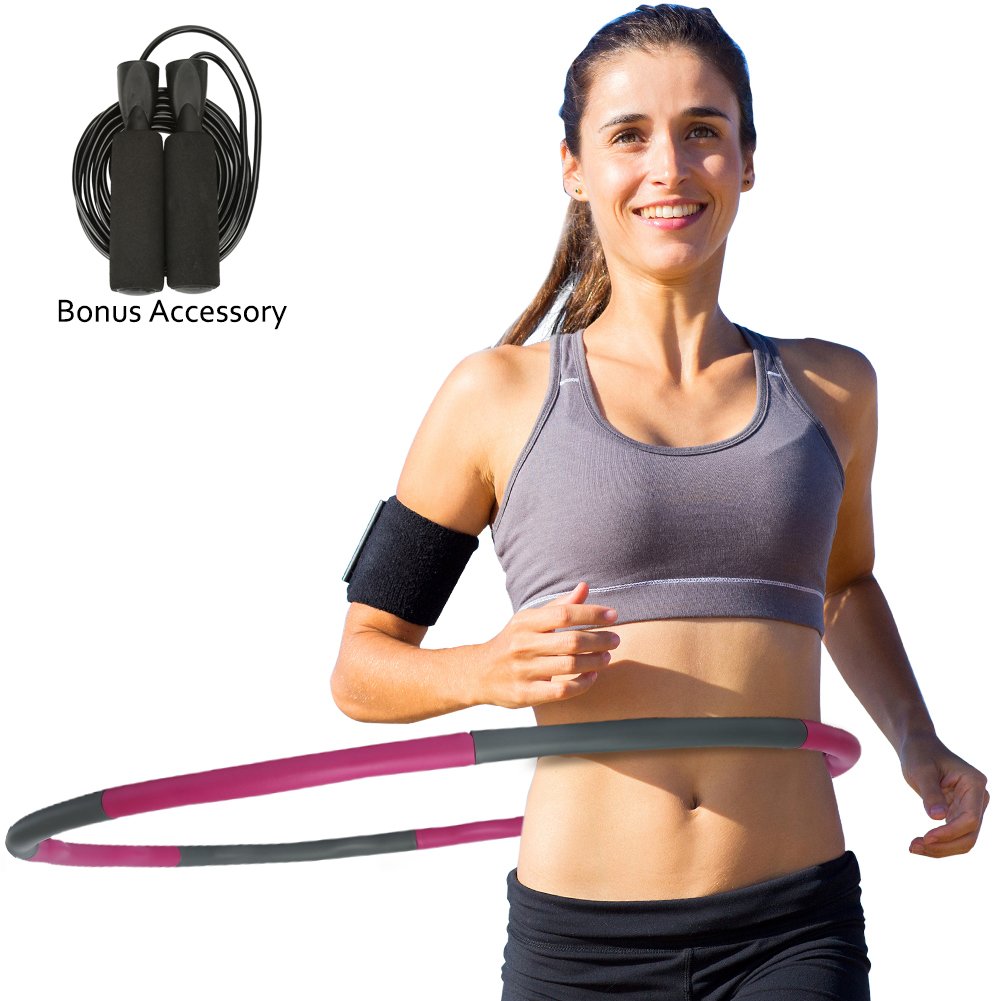 Weighted Hula Hoop for Exercise Adults Kids , Fitness Dancing Sport Hoop , with Free Accessory Skipping Rope , Perfect Weight Loss Equipment ,2.16LB(Dia.37") Large , Easy,Funny Way to Spin