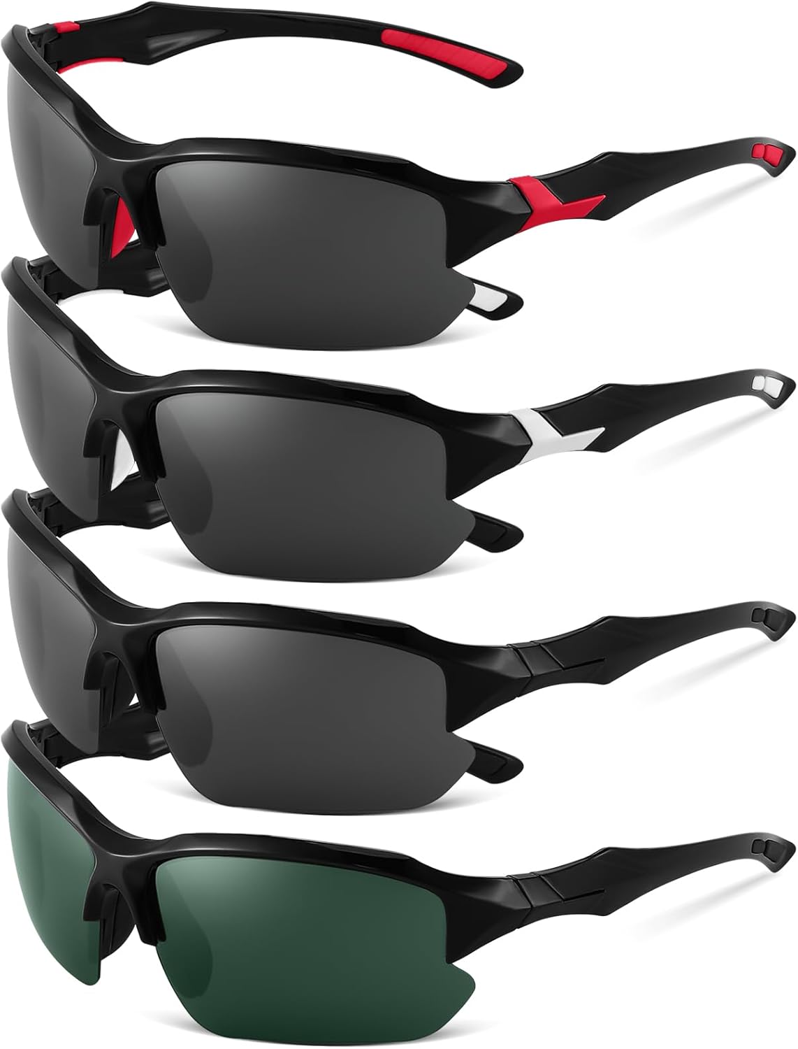 4 PACK Polarized Sport Sunglasses for Women Men UV Protection,Running Cycling Fishing Sunglasses Outdoor