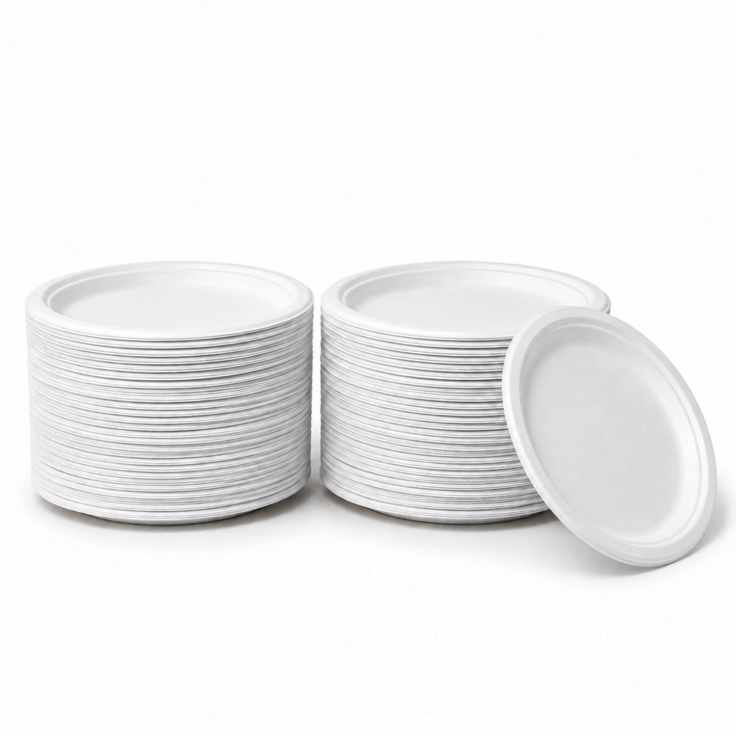 Bonkaso 11 Inch, Pack of 100 Bagasse Disposable Round Plates (White)| Eco-Friendly Sugarcane Paper Plates | Biodegradable, Compostable & Sturdy | Ideal for Snacks, Desserts, Parties, Weddings & Events