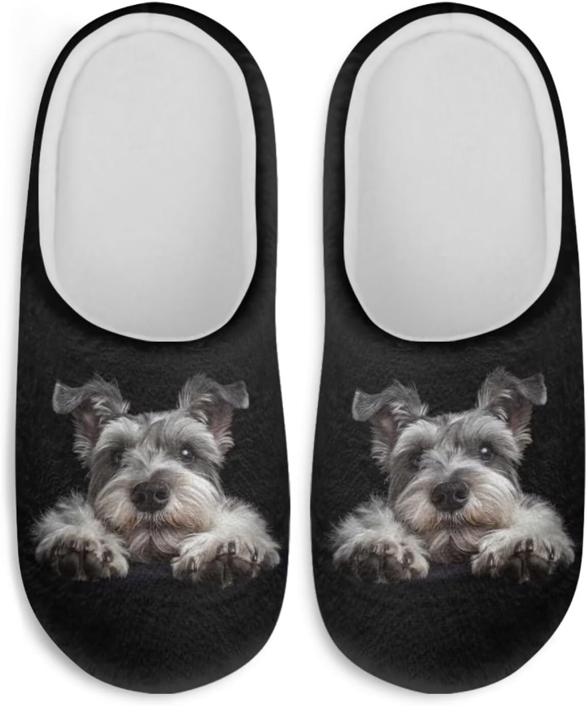 UNICEU Puppy Print 3 Pairs Closed Toe Spa Slippers Comfortable Soft Washable House Slippers for Indoor Home Travel