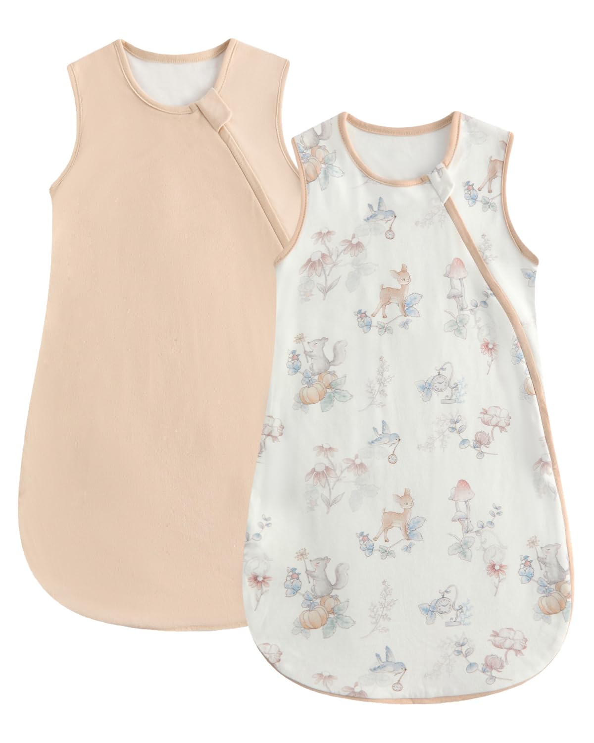 WYTbaby 2er Pack Baby Schlafsack 0.5 1 1.5 Tog, 100% Baumwolle Babyschlafsack für Kleinkind Neugeborene Jungen Mädchen 0-24 Monate
