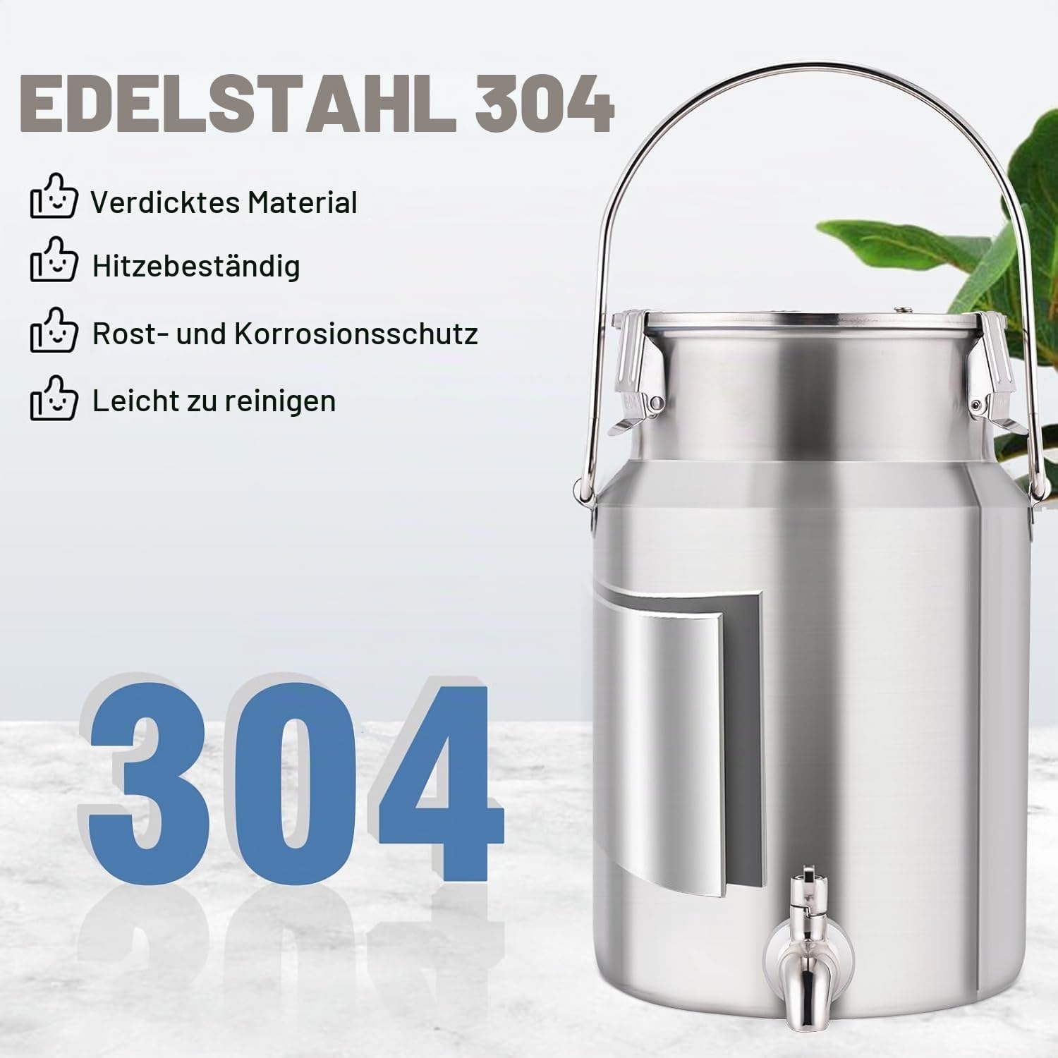YUCHENGTECH 304 Milchkanne Edelstahl 5L mit Wasserhahn Und Versiegelter