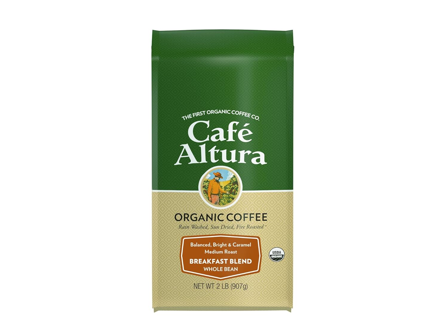 Cafe Altura Whole Bean Organic Coffee, Breakfast Blend, 2 lb Bag